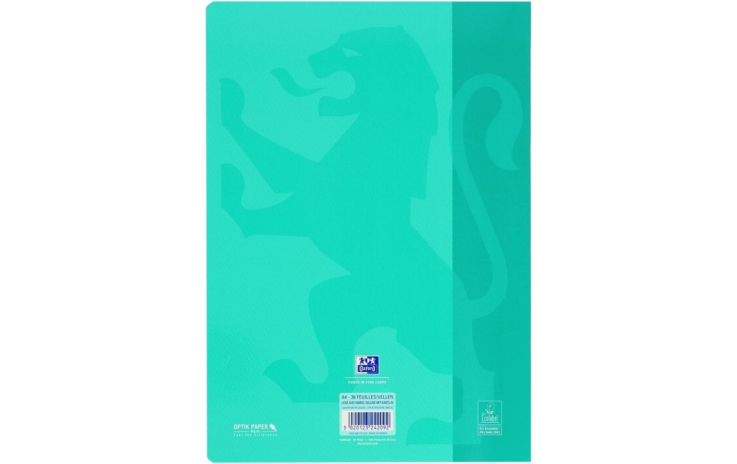 Oxford Schulheft – A4 – liniert – 72 Seiten – 90 g/m² – gebunden, türkis