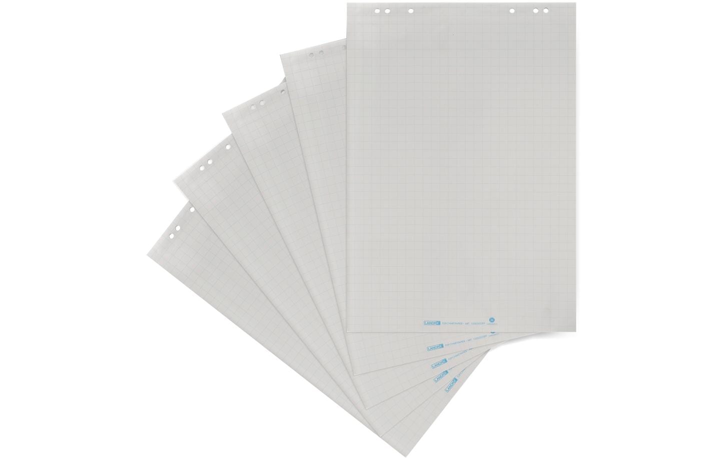 Landré Flipchartblock kariert 25 mm – 65 × 98 cm, 5er Pack, 80 g/m²