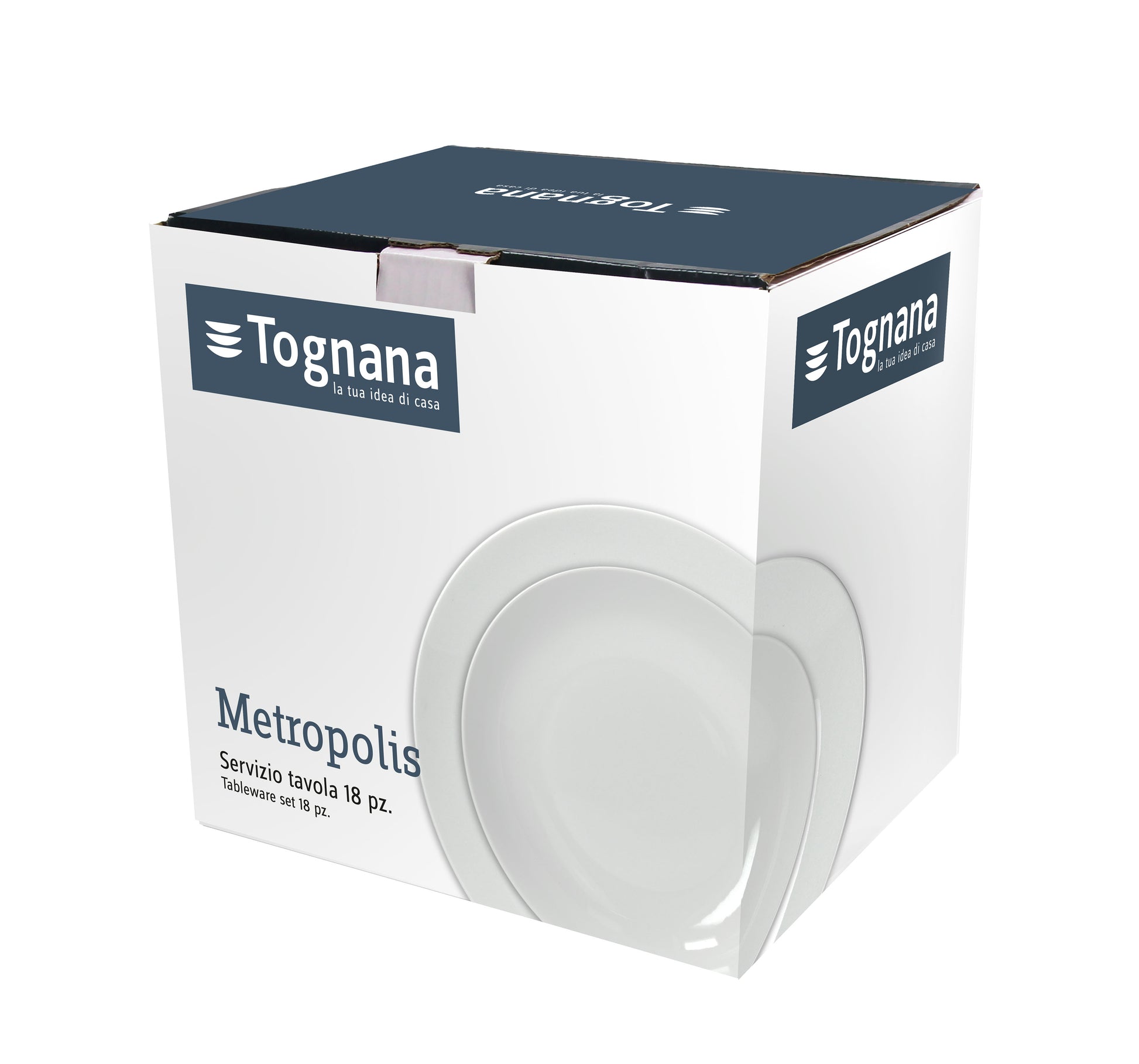 Tognana Porcellane Geschirrset Metropolis – 18-teiliges Set, Speiseteller Ø 27 cm, Porzellan, spülmaschinenfest