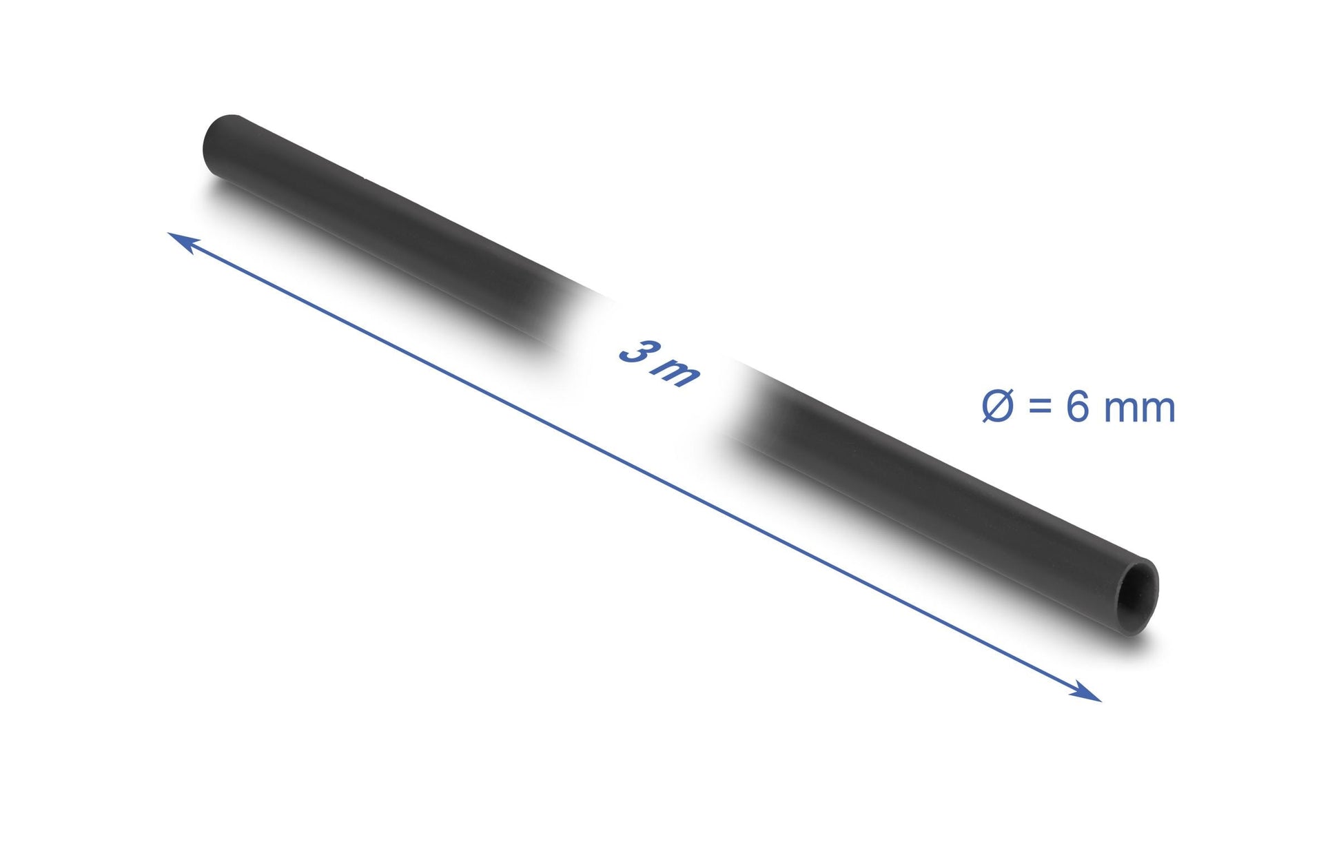 DeLOCK Kabelschlauch, Ø 6 mm × 3 m, zuschneidbar – schwarz
