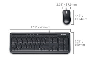 Microsoft Wired Desktop Combo 600 – Tastatur- und Maus-Set – kabelgebunden, USB – QWERTY (UK) – Schwarz