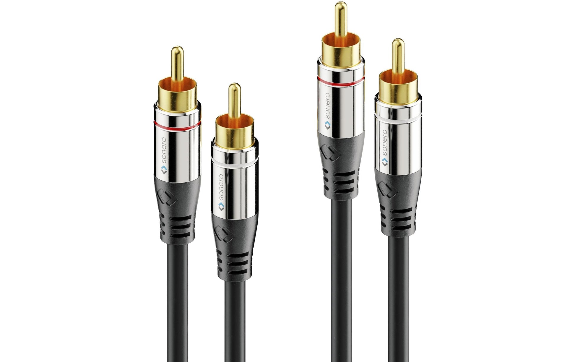 Sonero Cinch-Kabel (2×) – Stecker zu Stecker – 12,5 m, vergoldete Stecker