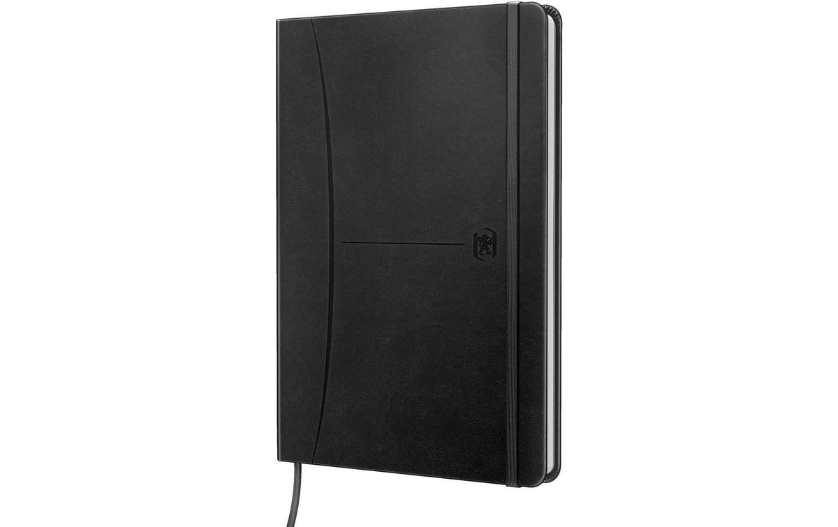 Oxford Notizbuch – A5 – liniert – 80 Blatt – 90 g/m² – Hardcover, Gummiband, Einstecktasche, schwarz