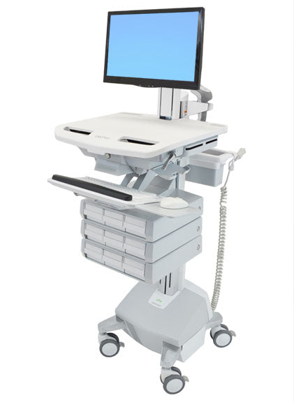 Ergotron StyleView IT-/Medizin-Fahrwagen – LCD-Gelenk, LiFe-Antrieb, 9 Schubladen