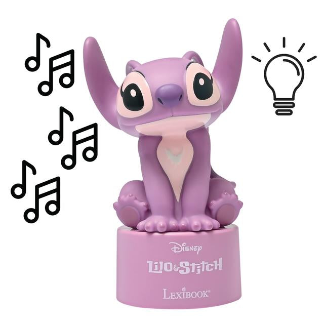 Lexibook Nachtlicht Angel – Akku 3× AAA, Bluetooth & Lautsprecher, Abschaltautomatik 15 min – Rosa