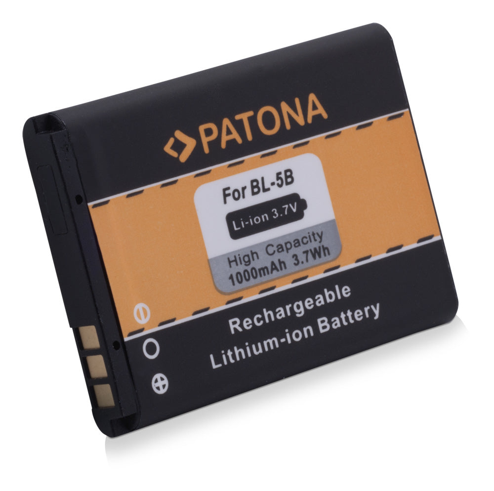 PATONA BL-5B Akku für Nokia 6121 – 3,7 V, 1000 mAh – Schwarz/Orange