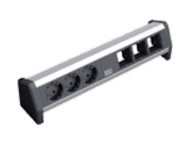 Bachmann DESK Steckdoseneinheit – 3×T13, Wieland GST18, Tisch, Aluminium, 16 A 230 V