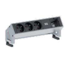 Bachmann DESK 2 Tischsteckdosenleiste, 3×T13, 0,2 m, 1×GST18 Keystone-Modul – weiss