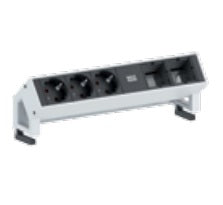 Bachmann DESK 2 Tischsteckdosenleiste, 3×T13, 0,2 m, 2×Leerplatz für Custommodul, ohne Schalter – Weiss