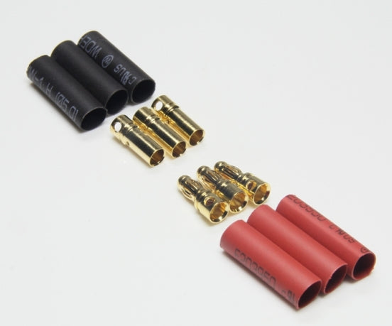 EP Product Steckersatz, 4,0 mm Gold, 3 Stk., mit Schrumpfschlauch – für EP Motor