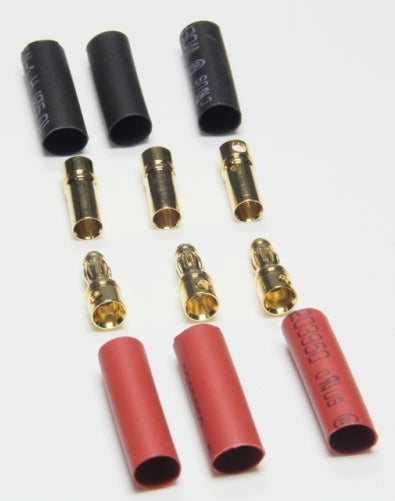 EP Product Steckersatz, 4,0 mm Gold, 3 Stk., mit Schrumpfschlauch – für EP Motor