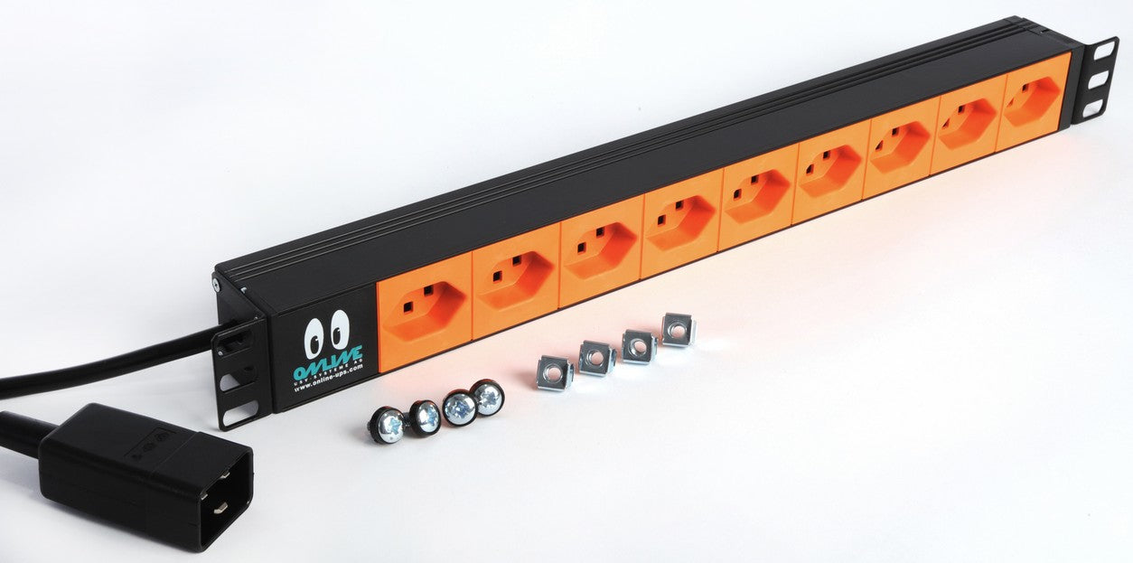 ONLINE USV-Systeme USV-Steckdosenleiste, 9×T23, Eingang C20, 2 m, 16 A – für ZE3000, XSR3000 – schwarz