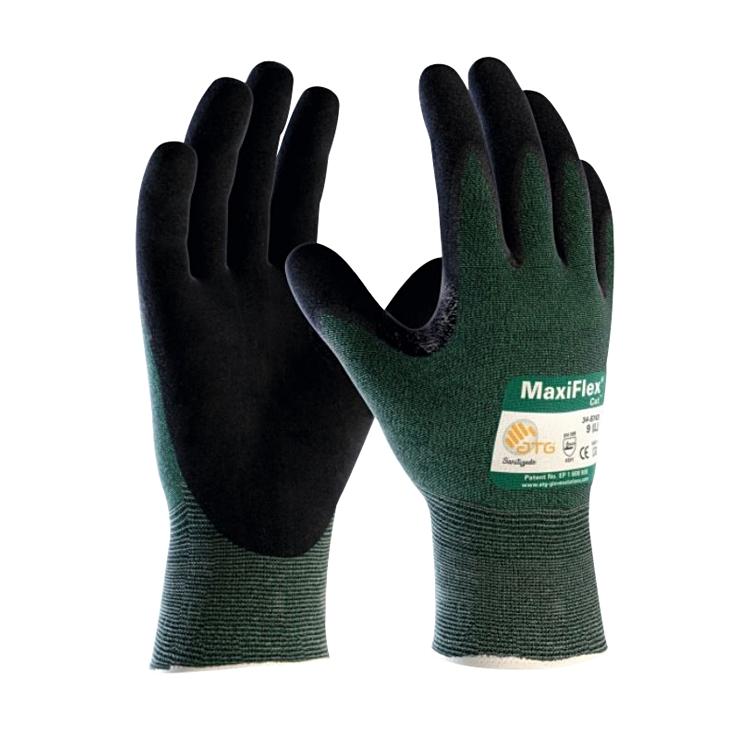 ATG – Schnittschutzhandschuhe MaxiFlex Cut 34-8743 – M, 1 Paar – Nitrilschaum, Nylon – Grün/Schwarz