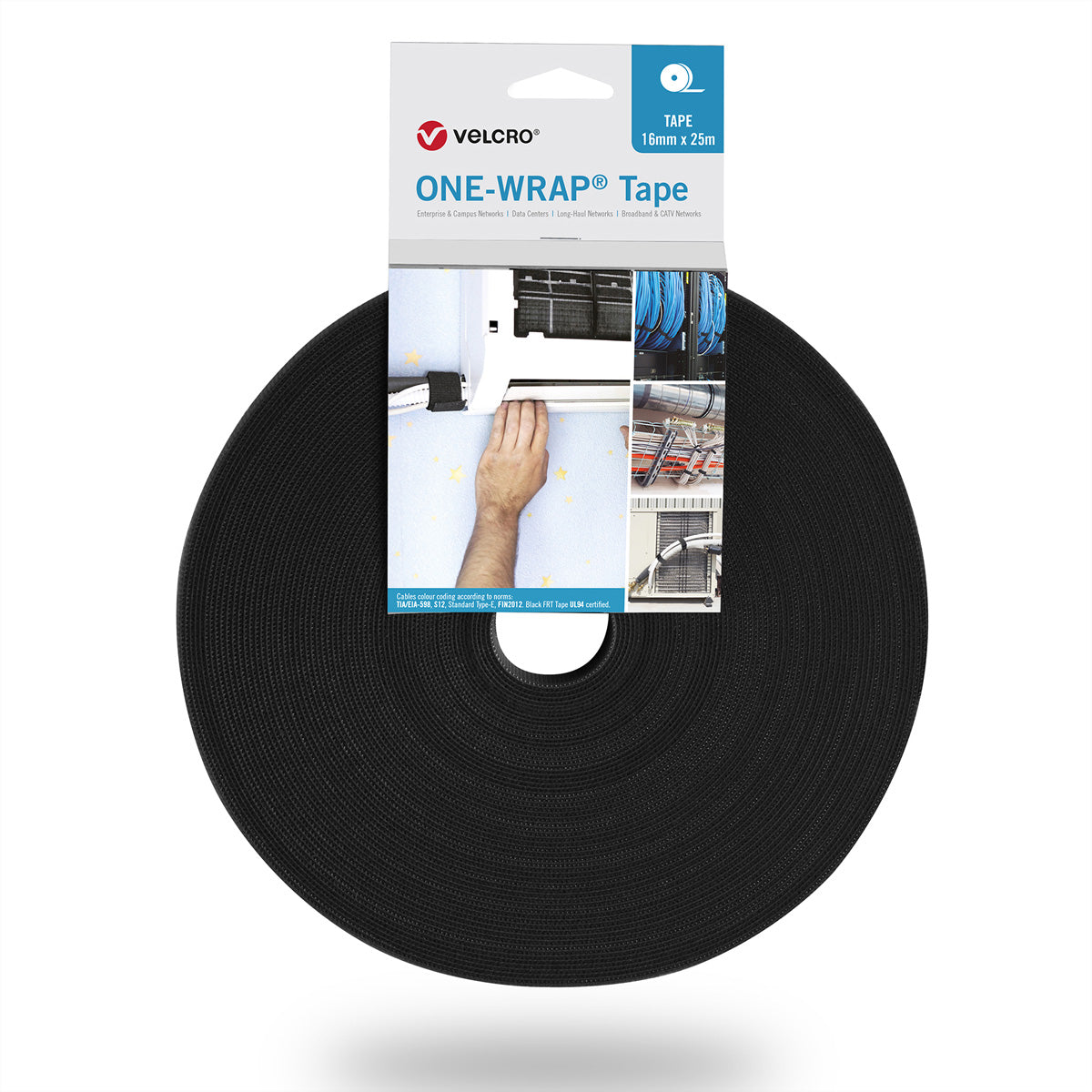 Velcro Gummibänder – 16 × 25'000 mm, Schwarz, Polypropylen, 218 g