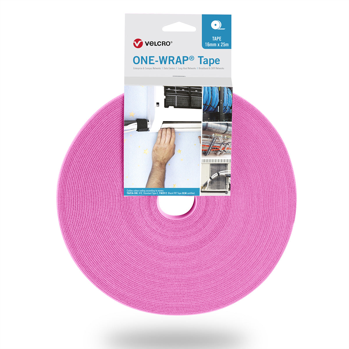 Velcro Kabelbinder – 25000 × 16 mm – 1 Stück, PP, Rosa
