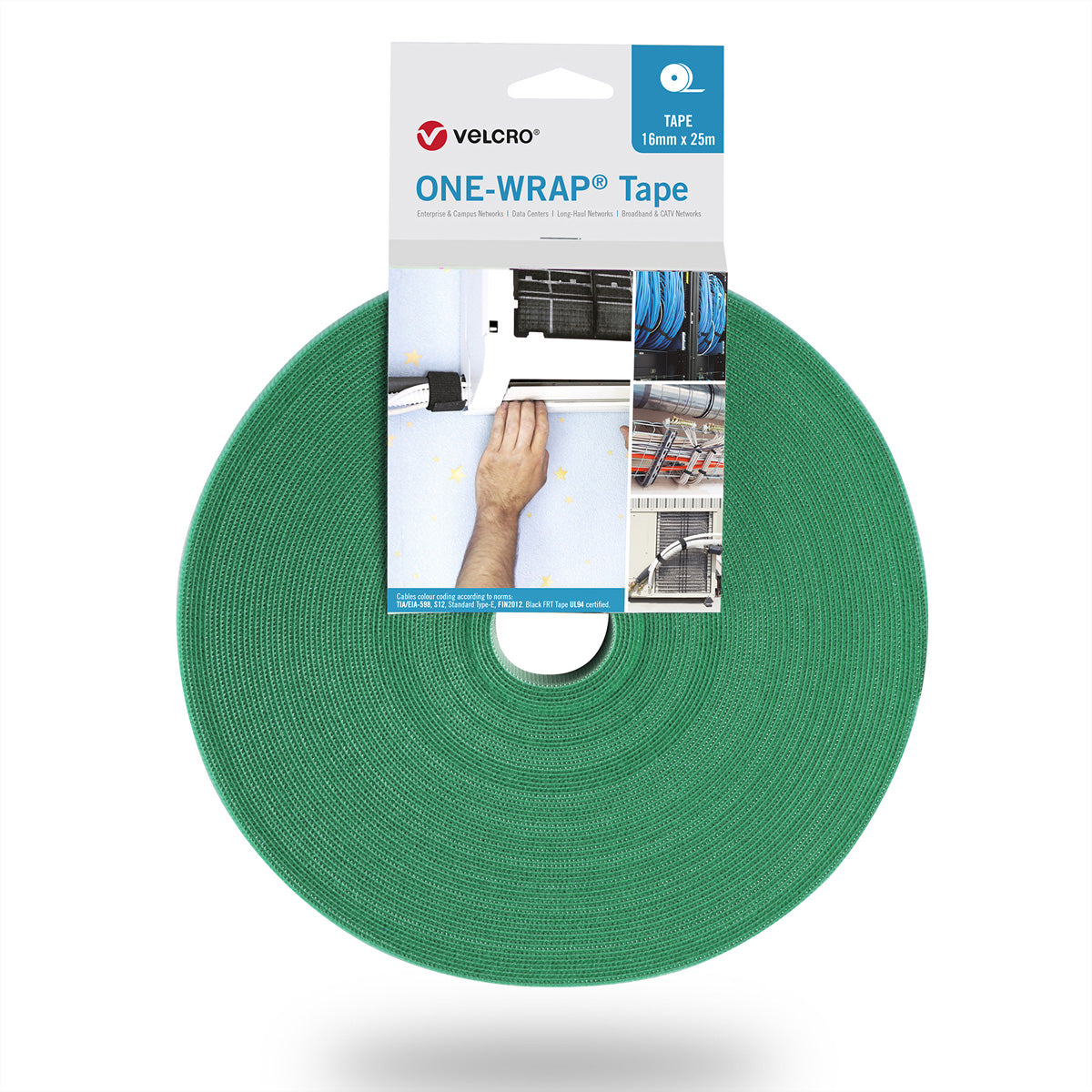 Velcro Klettbandrolle, 20 mm × 25 m, grün