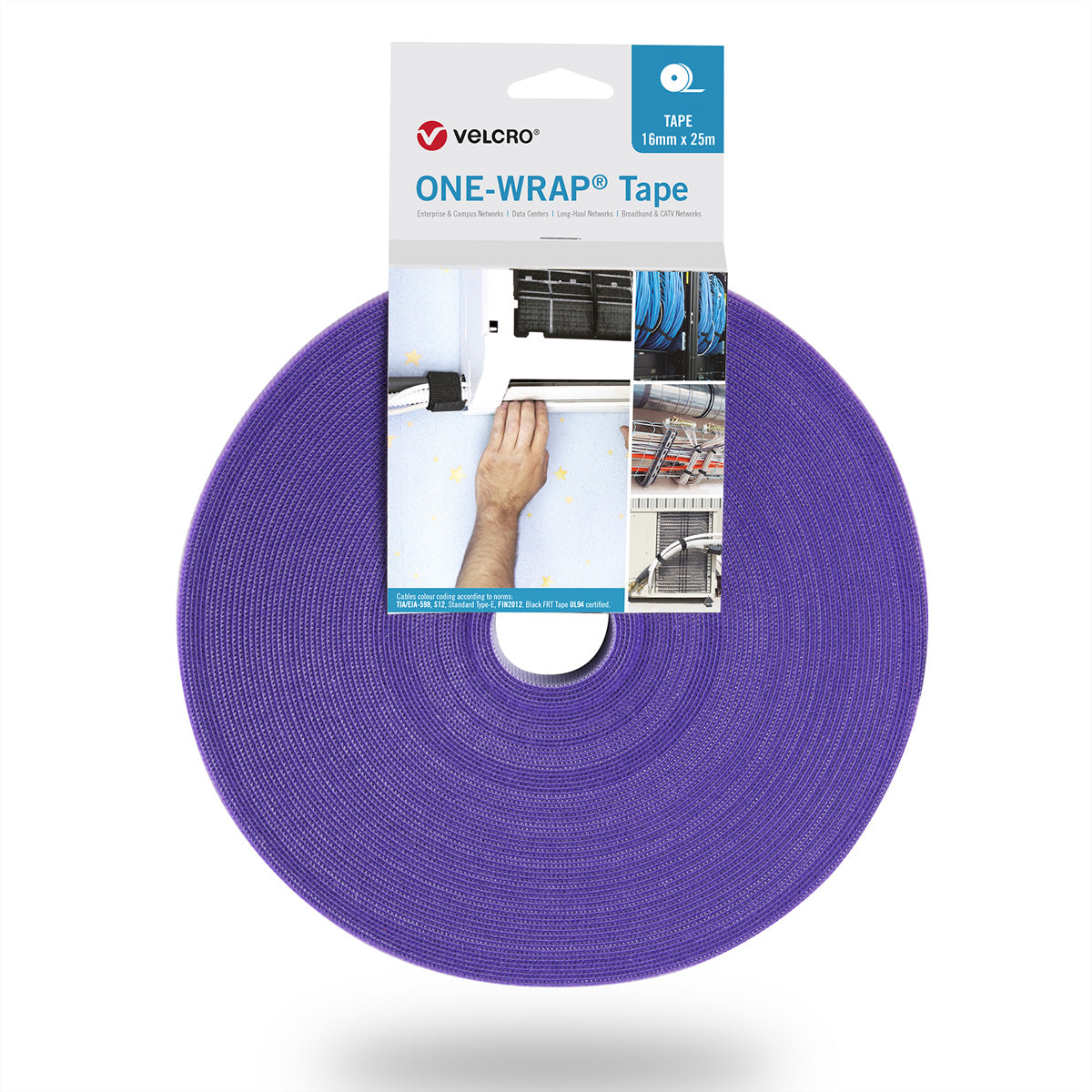 Velcro One Wrap Klettband, 25 m, 20 mm – violett