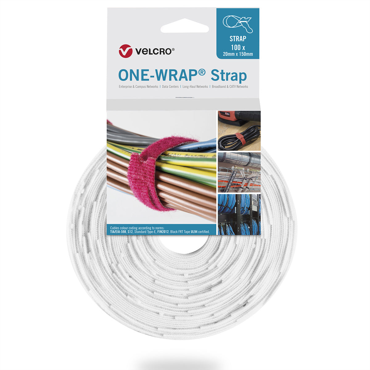 Velcro Gummibänder – 13 × 200 mm, Weiss, Polypropylen, 100 g