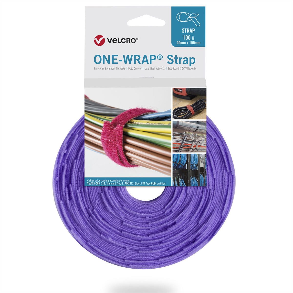 Velcro Schnur – 0,2 m, PP, violett, 100 Stück