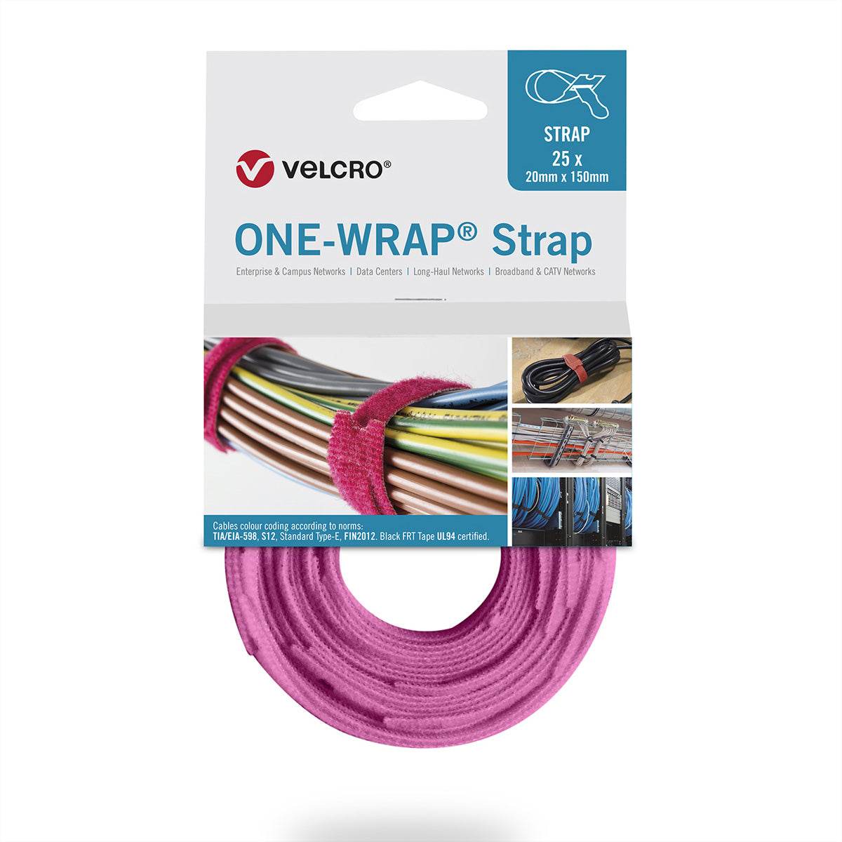 Velcro Schnur – 0,2 m, PP, rosa, 25 Stück