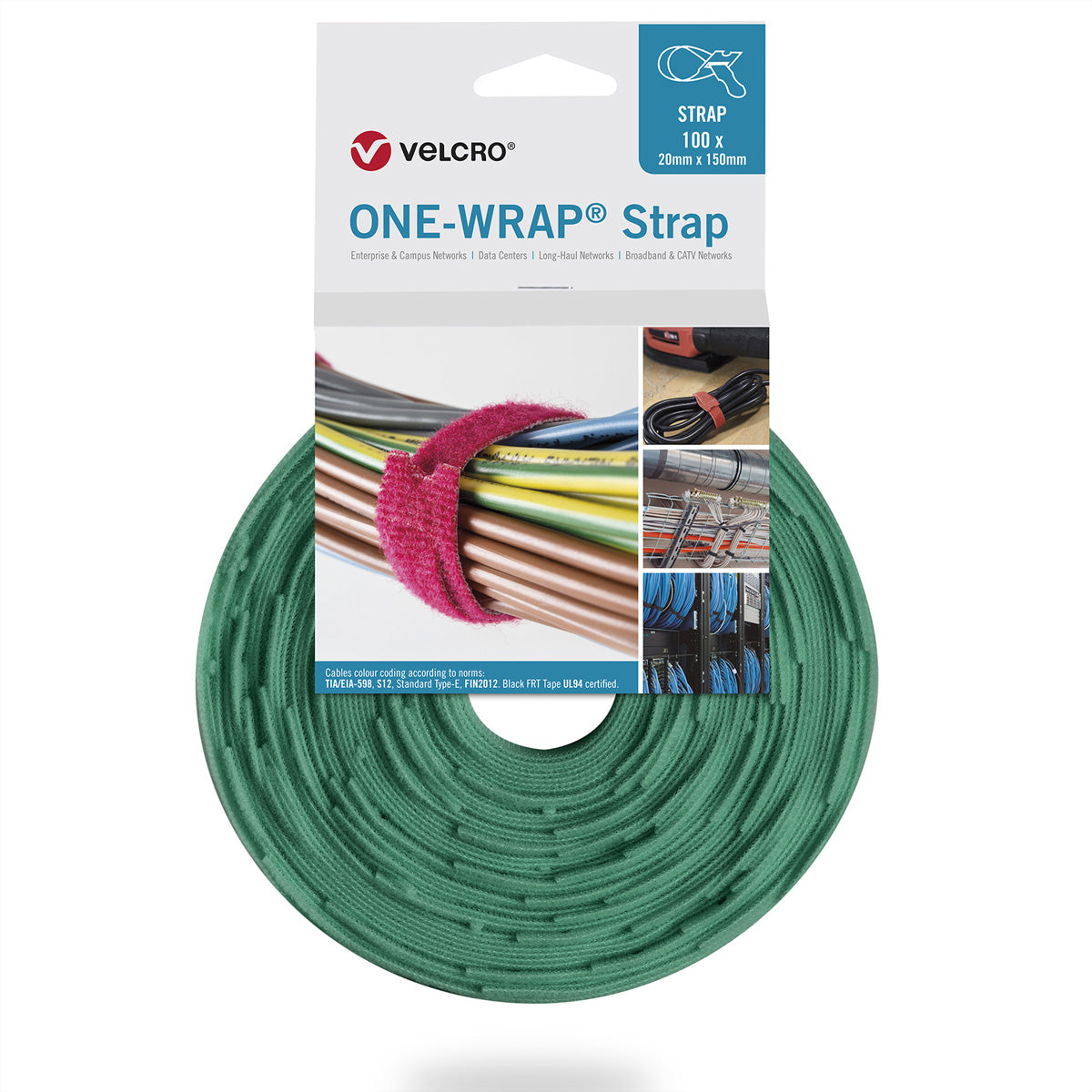 Velcro Schnur – 0,2 m, PP, grün, 100 Stück