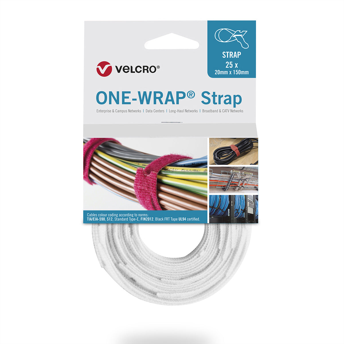 Velcro Schnur – 0,2 m, PP, weiss, 25 Stück