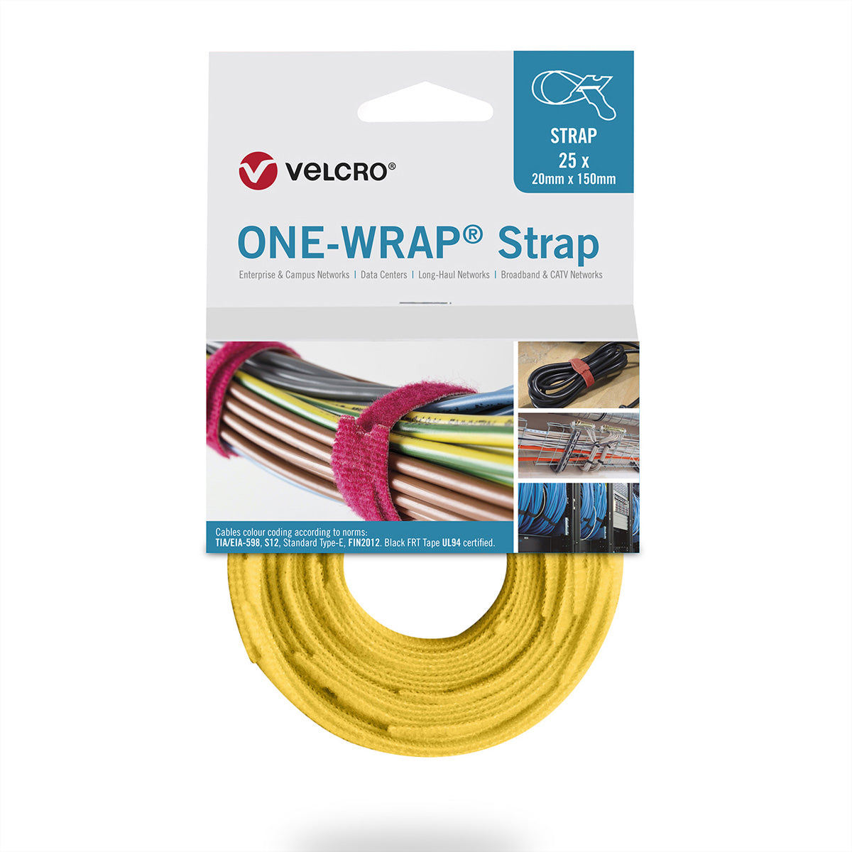 Velcro Schnur – 0,2 m, PP, gelb, 25 Stück