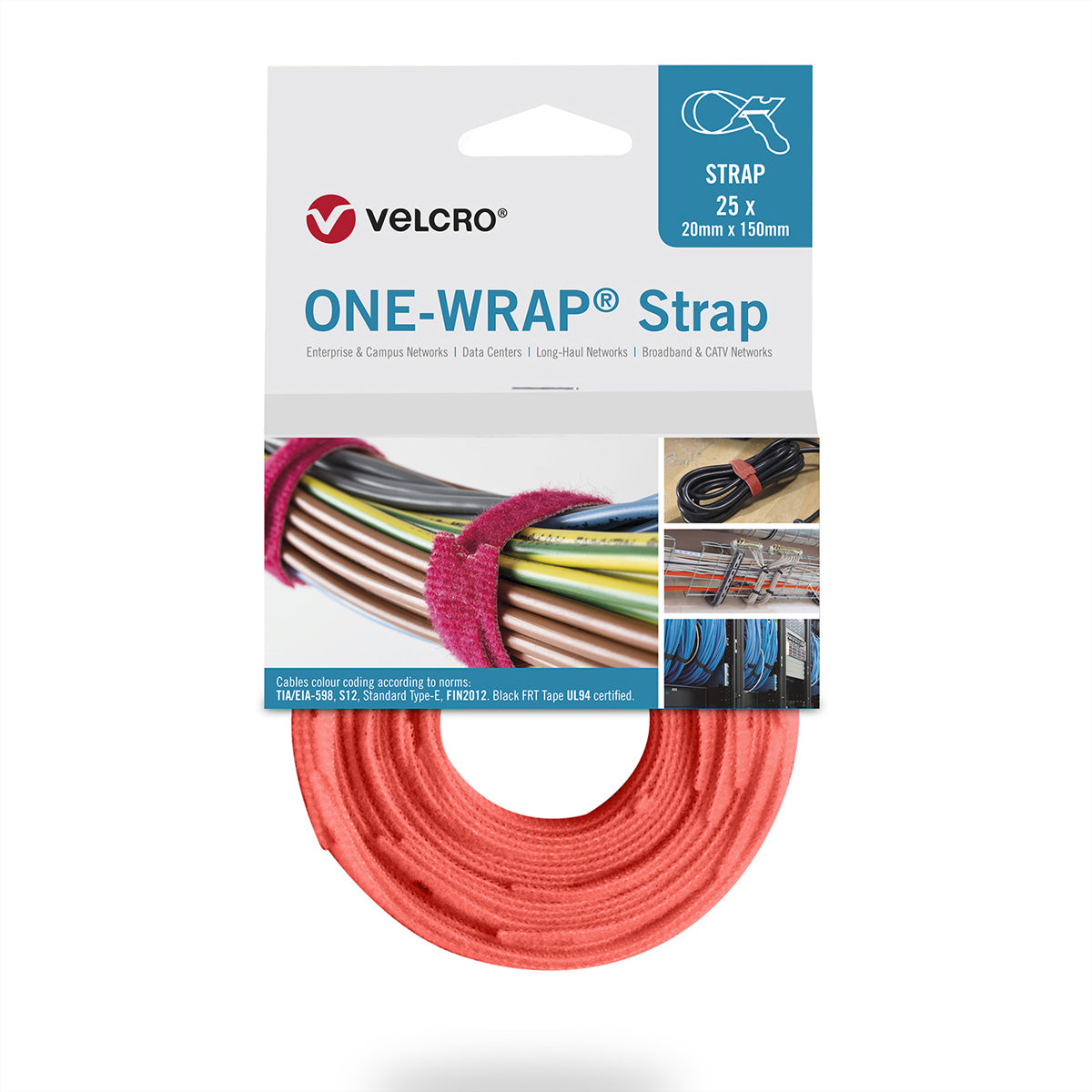 Velcro Schnur – 0,2 m, PP, orange, 25 Stück