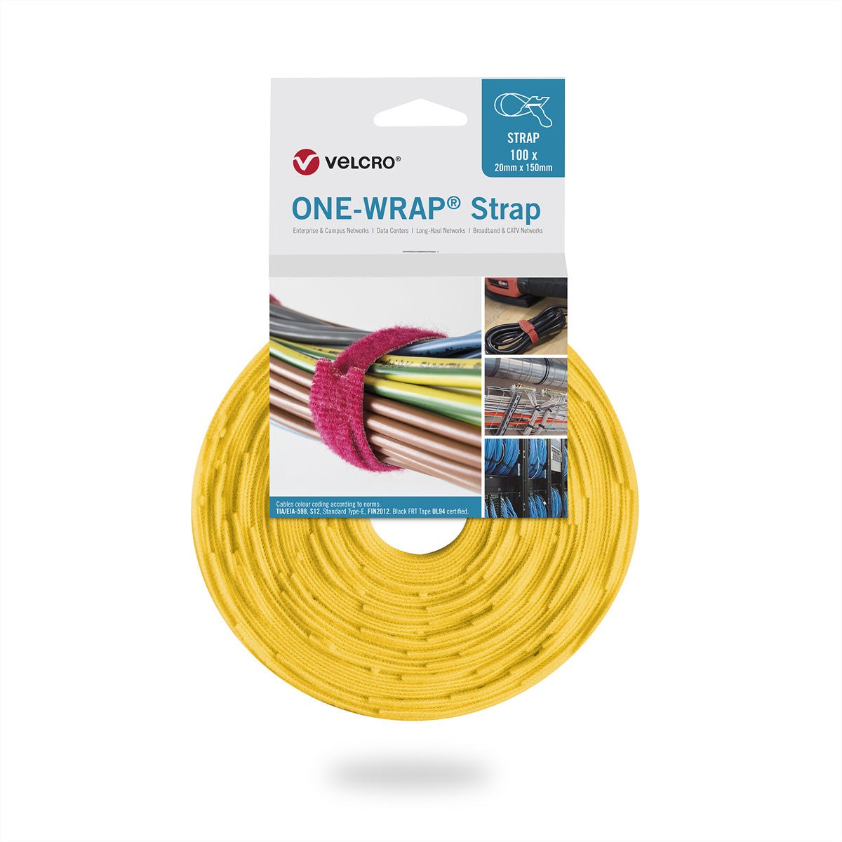 Velcro Schnur – 0,2 m, PP, gelb, 100 Stück