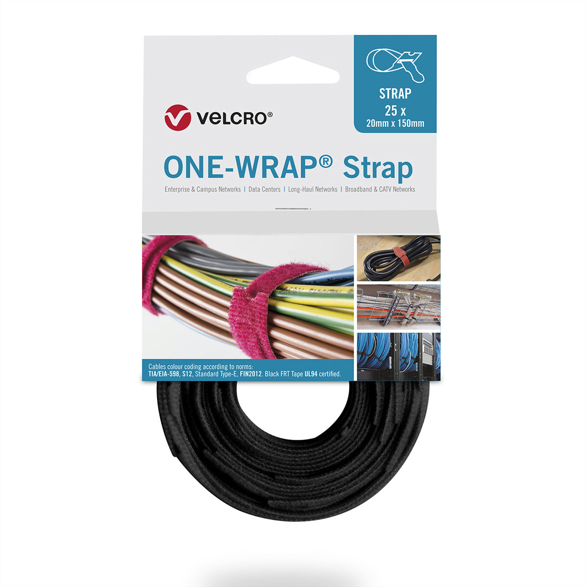 Velcro Schnur – 0,3 m, PP, schwarz, 25 Stück