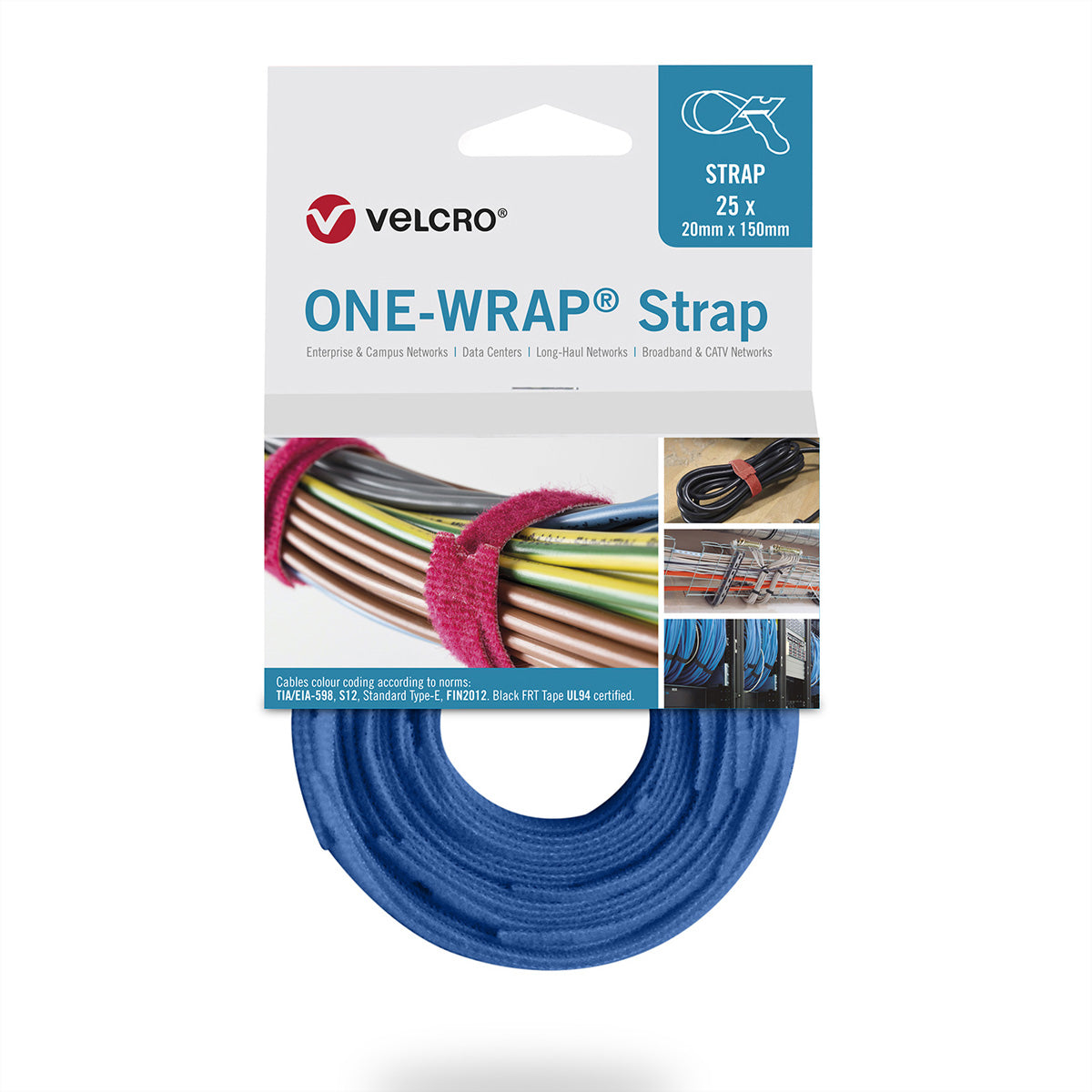 Velcro Schnur – 0,3 m, PP, blau, 25 Stück