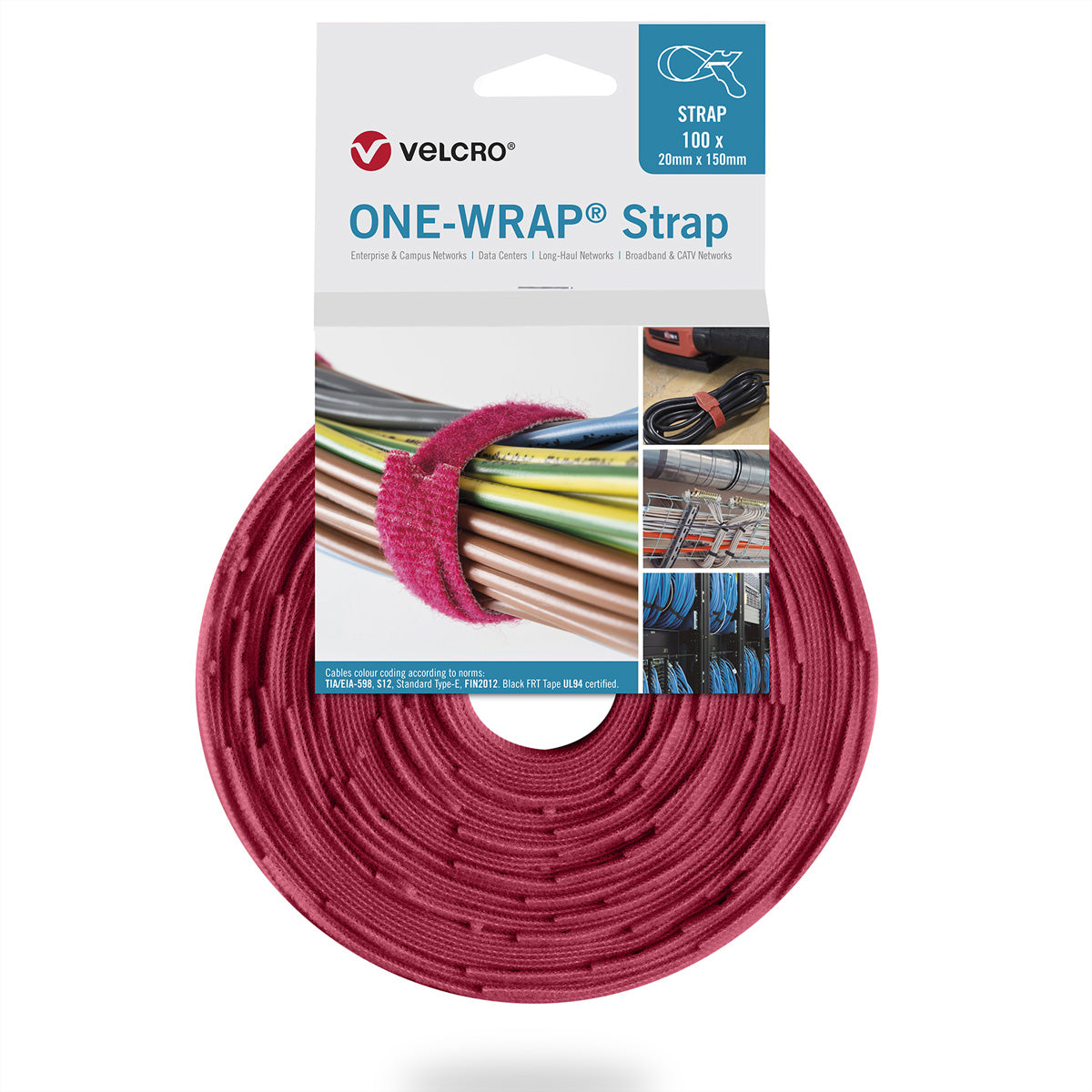 Velcro Schnur – 0,3 m, PP, rot, 100 Stück