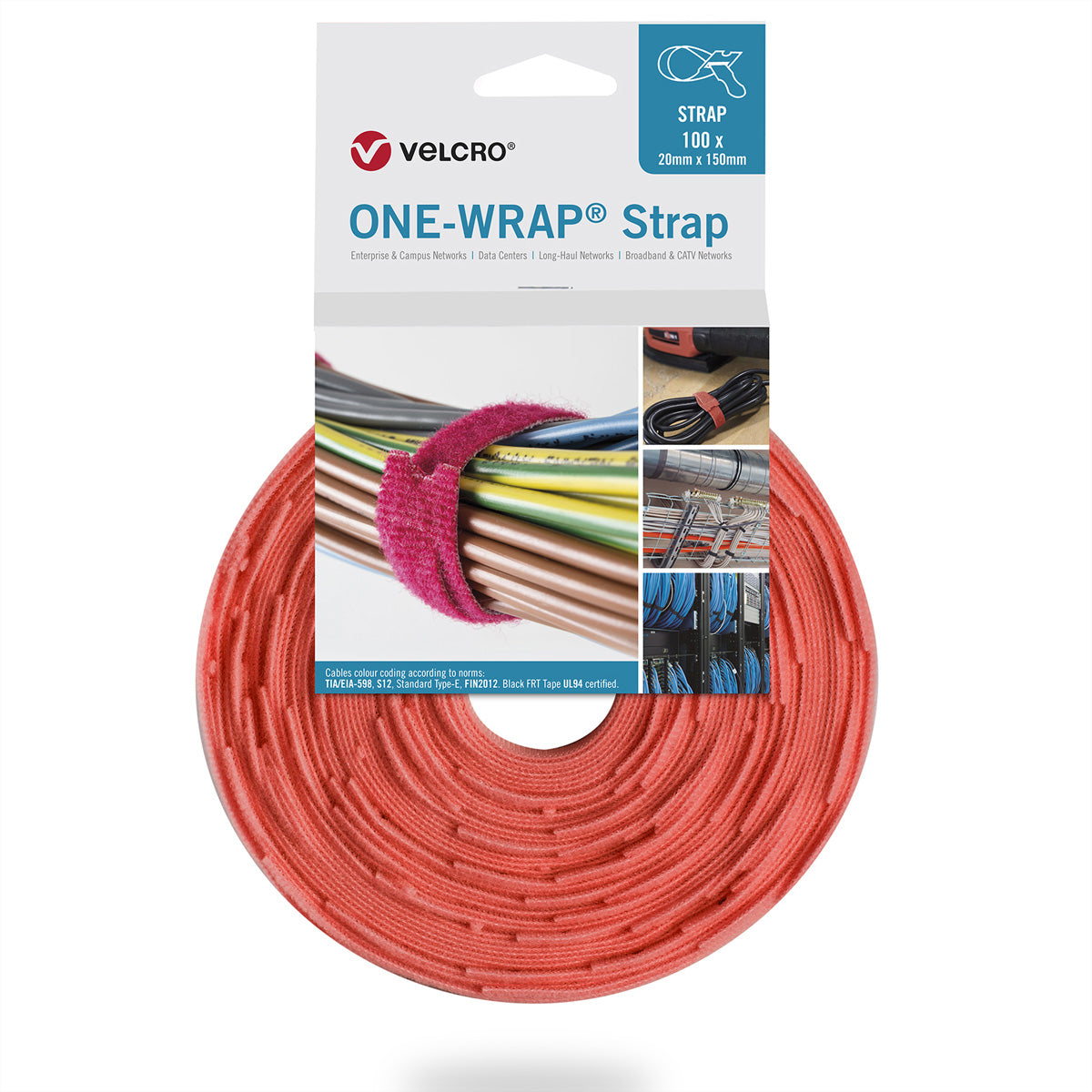Velcro Klettband – 0,3 m, PP, Orange, 100 Stück