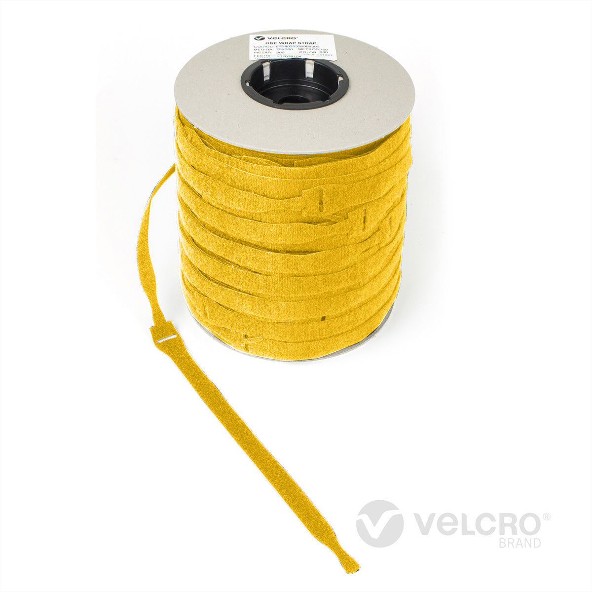 Velcro Klettband – 20 mm × 330 mm, PP, Gelb, 750 Stück