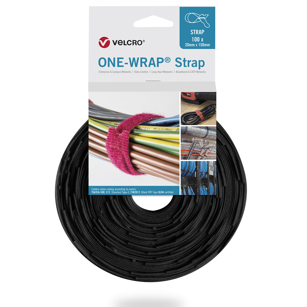 Velcro Gummibänder – 25 × 300 mm, Schwarz, Polypropylen, 290 g