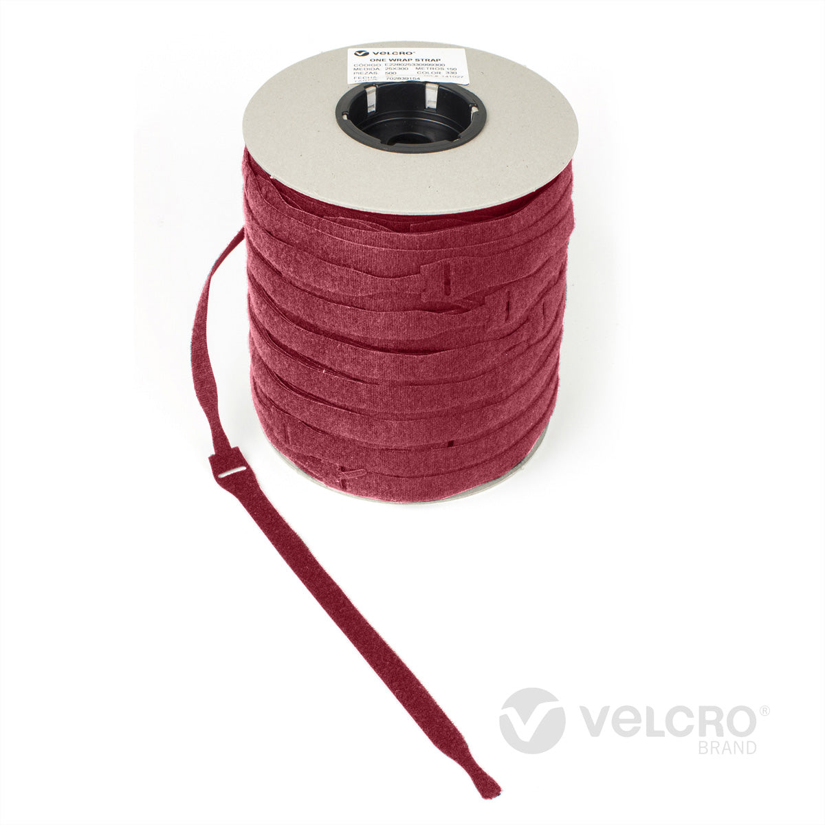 Velcro Klettband – 25 mm × 0,3 m, rot, PP, wiederverwendbar, 750 Stück