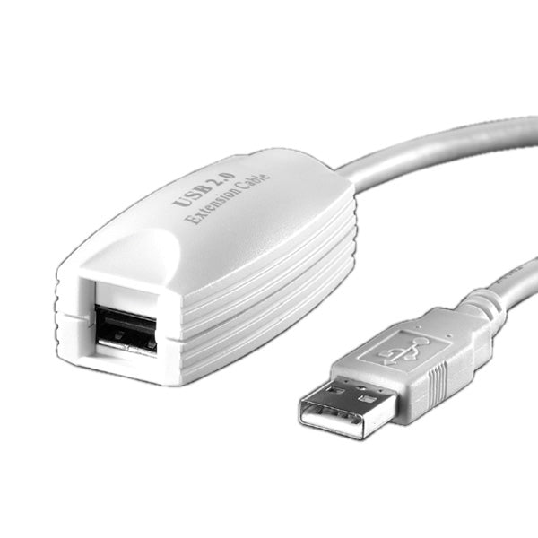 VALUE USB-A Verlängerungskabel (Stecker auf Buchse) – USB 2.0 (480 Mbit/s) – 5 m – Weiss