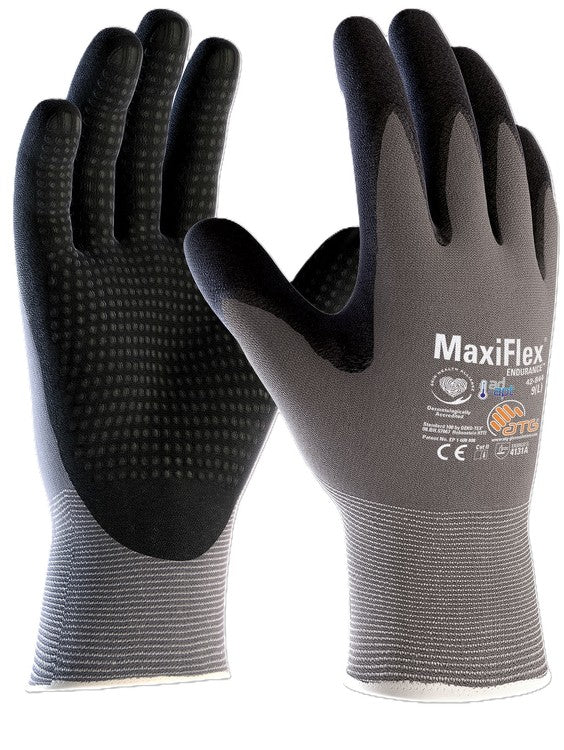 Atg Arbeitshandschuhe MaxiFlex AD-APT 42-844 – 1 Paar – Nitril (NBR), Nylon/Spandex – Schwarz/Grau, Mikroschaum