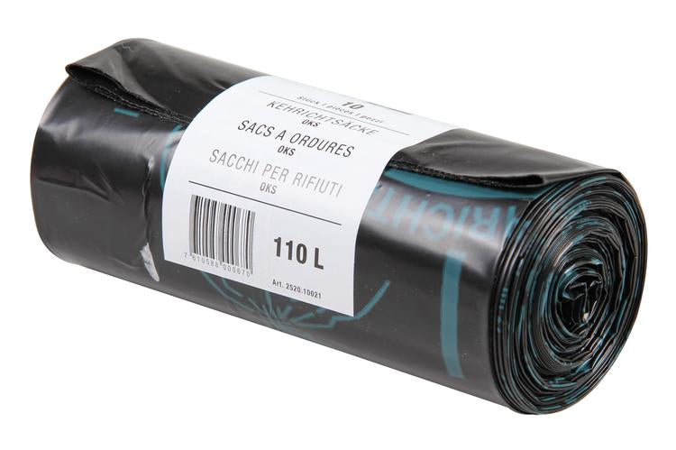 Venardo cleanline Venardo Kehrichtsack OKS – 110 l, mit Zugband, HDPE, schwarz, 10 Stk