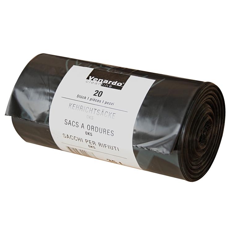 Venardo cleanline Kehrichtsack OKS – 35 l, mit Zugband, HDPE, schwarz, 32 µm, 20 Stk