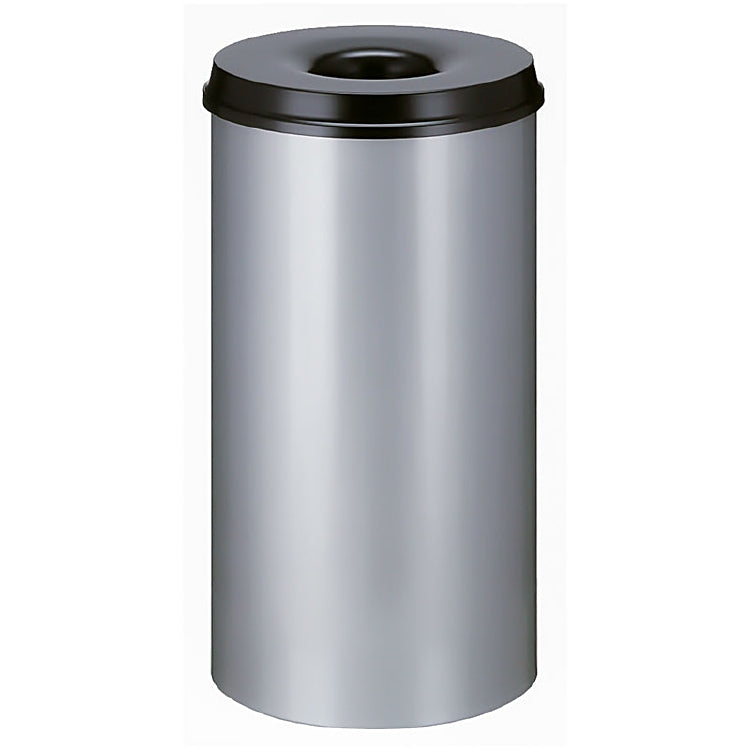 Abfalleimer – 50 l – Metall, rund – aluminiumgrau – Ø 33,5 × 63 cm