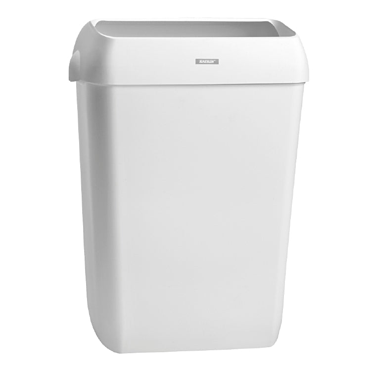 KATRIN Push-/Schwingdeckel-Abfalleimer – 50 l – Kunststoff – Weiss