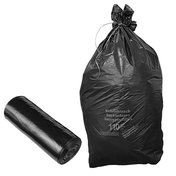 NoName Kehrichtsack – 110 l, PE, schwarz, 40 µm, 370 × 330 × 1100 mm, 10 Stk