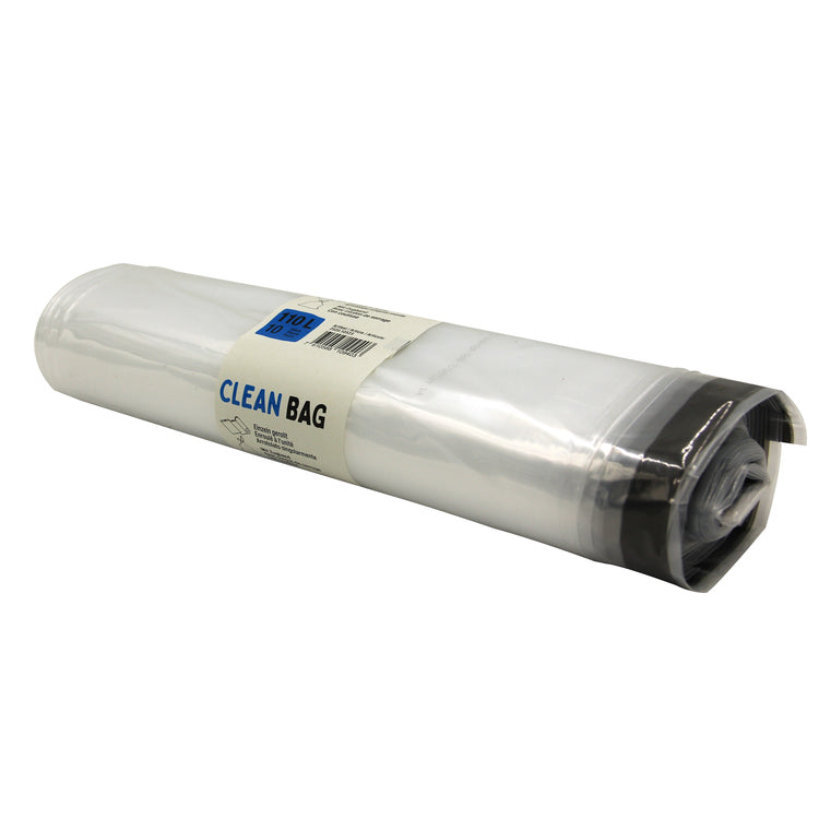 CleanBag Kehrichtsack – 35 l, mit Zugband, transparent, 35 µm, 1 Rolle à 20 Stk