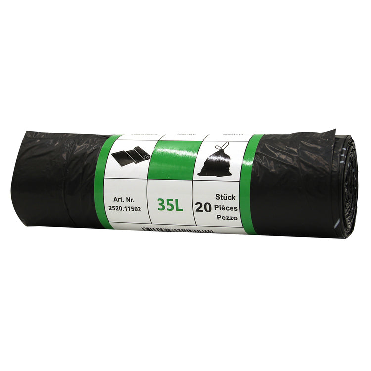 Venardo Kehrichtsack – 35 l, mit Zugband, schwarz, 20 Stk