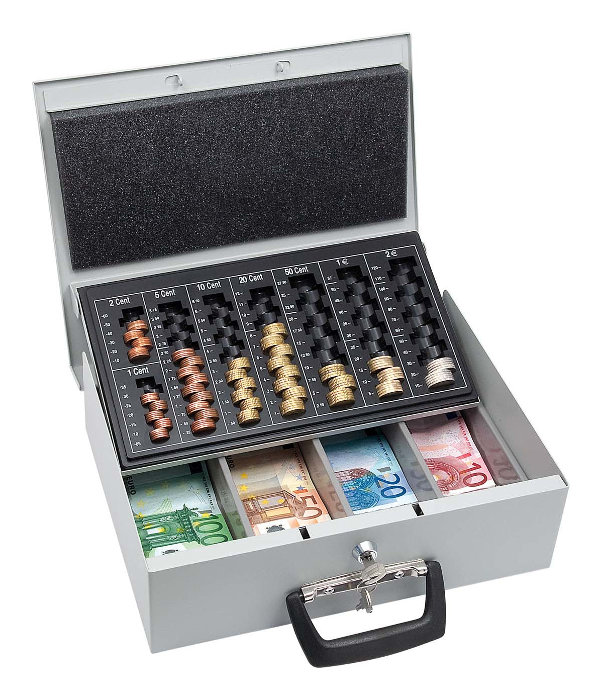 Wedo Universa – Geldzählkassette, silber, 8 Münzabteilungen, 4 Banknotenfächer