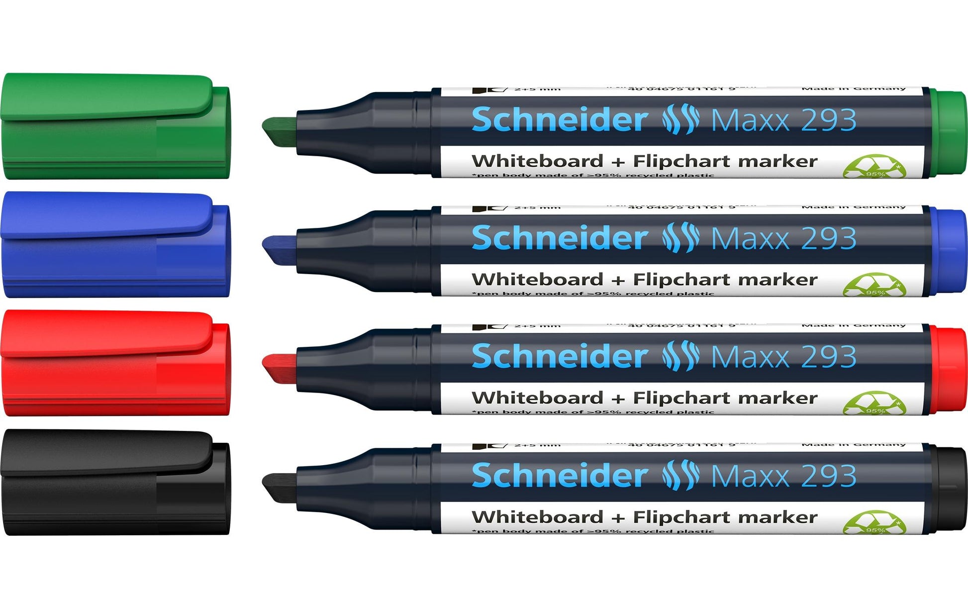 Schneider Schreibgeräte Whiteboard-Marker – 4 Farben, 4 Stk., feucht abwischbar, nachfüllbar – für Whiteboards