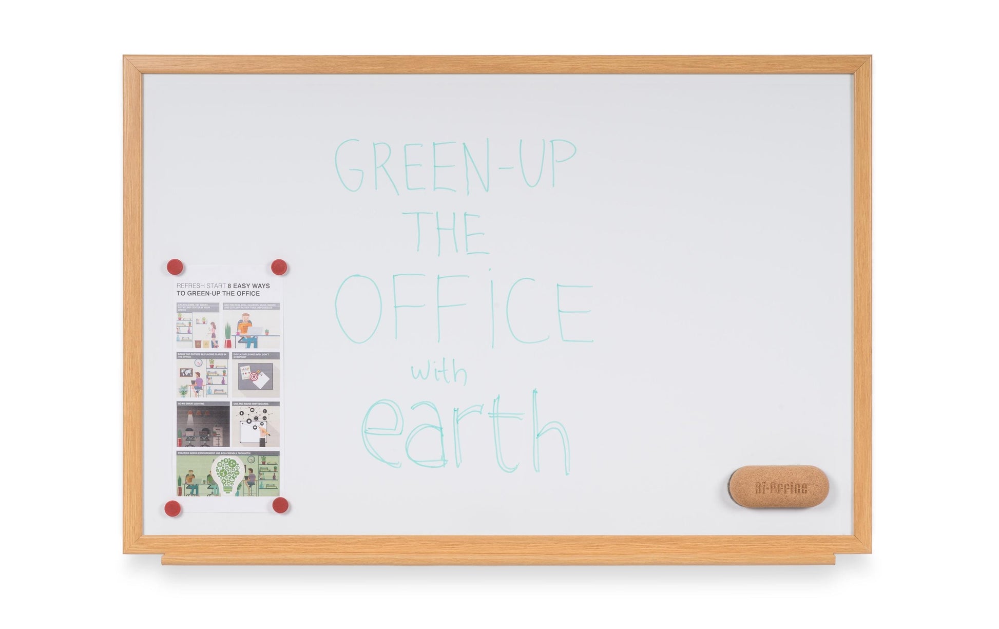 Bi-Office Whiteboard – 150 × 100 cm, Emaille, Holzrahmen, Wandmontage, inkl. Stiftablage