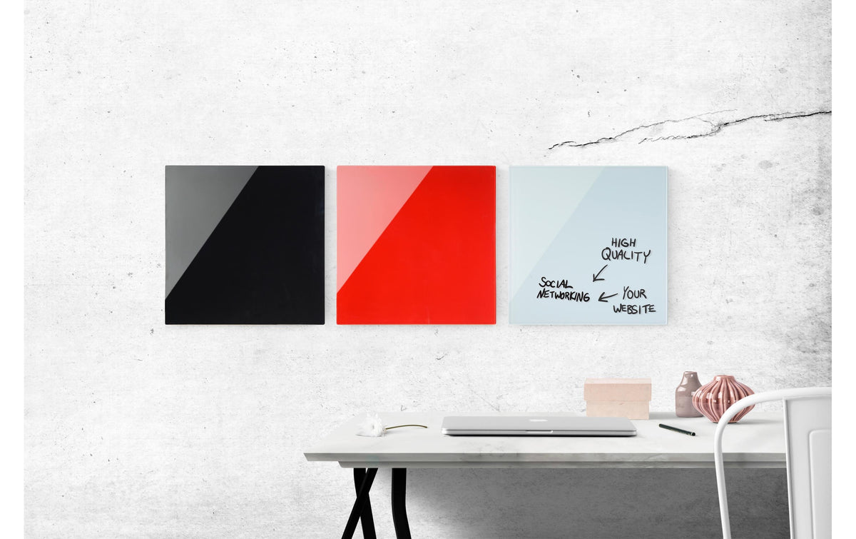 Bi-Office Glasboard – schwarz, magnetisch – 48 × 48 cm