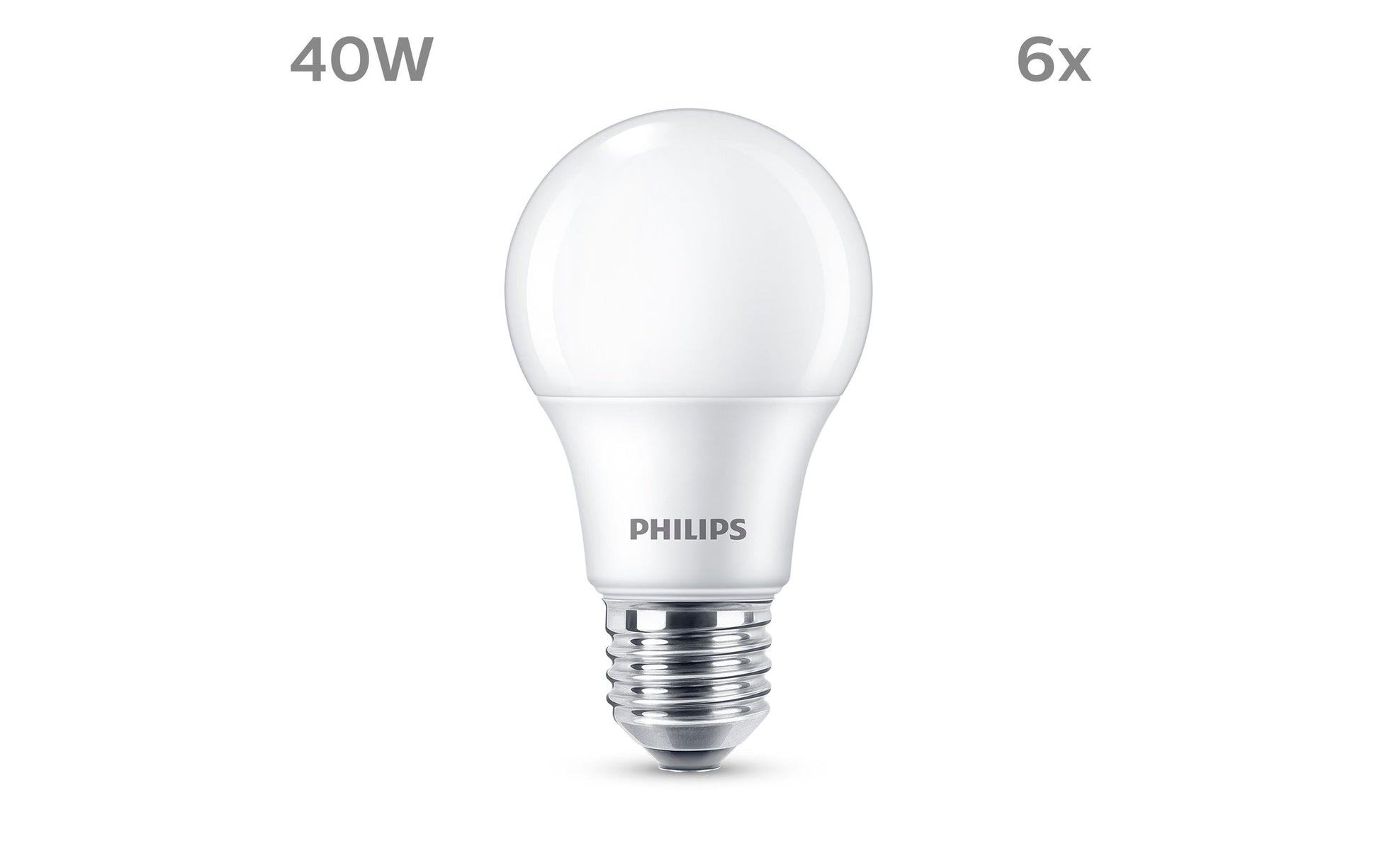 Philips by Signify Philips LED-Leuchtmittel E27 A-Form – Warmweiss 2700 K, 470 lm, 4,9 W – 6 Stk., Weiss